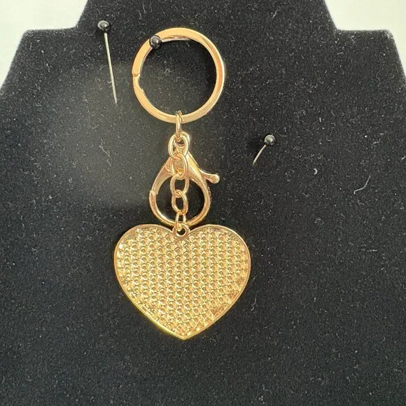 Glitter Heart Bag Charm Keychain Bling Keyring Cute Backpack Clip New - Picture 4 of 5